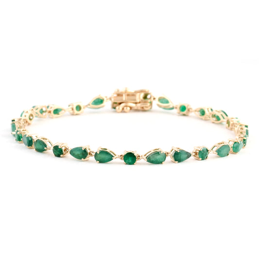 4.44 Ct Pear Emerald 14K Gold Bracelet