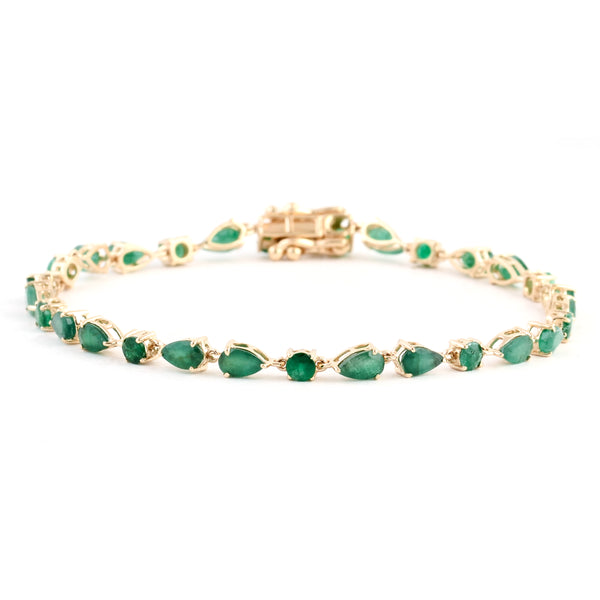 4.44 Ct Pear Emerald 14K Gold Bracelet
