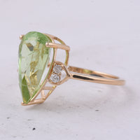 5.04 Ct Pear Natural Peridot 14K Gold Ring