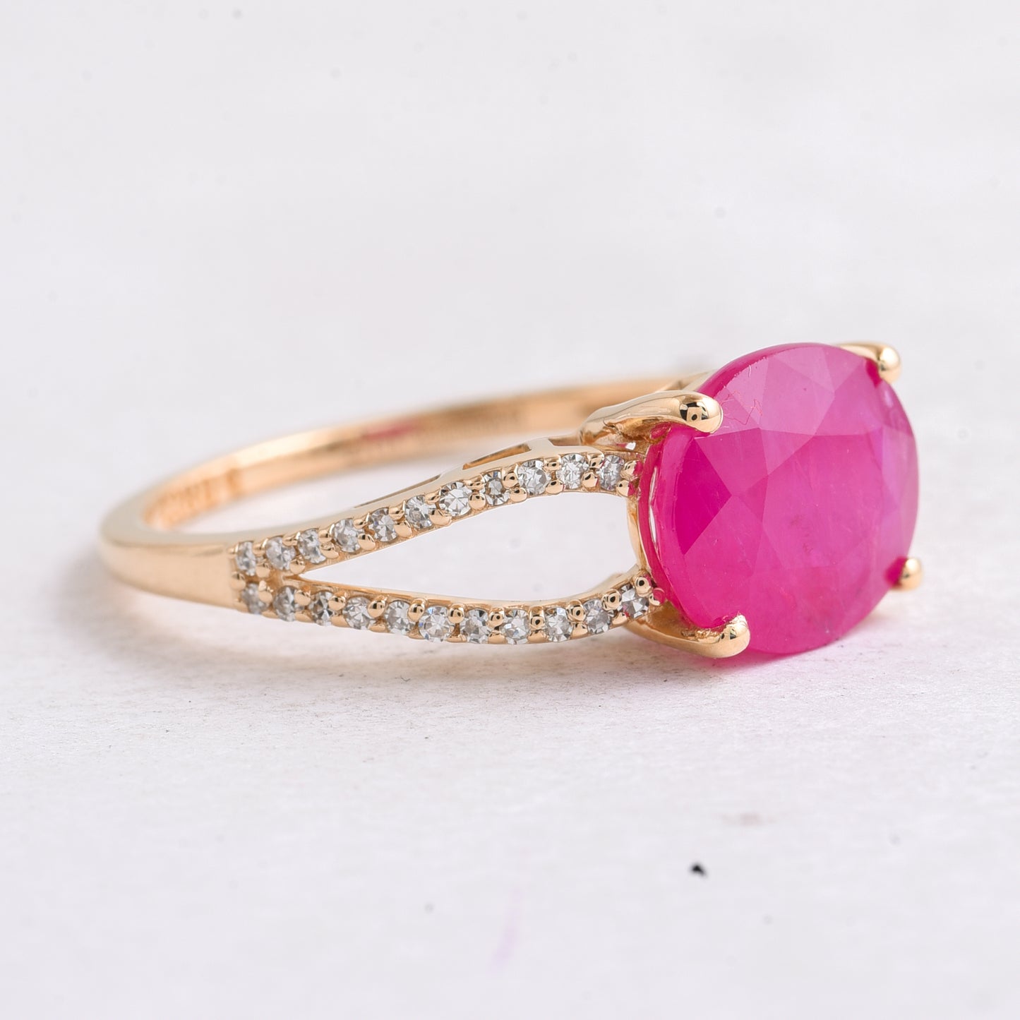 2.84 Ct Single Cut Natural Ruby 14K Gold Ring