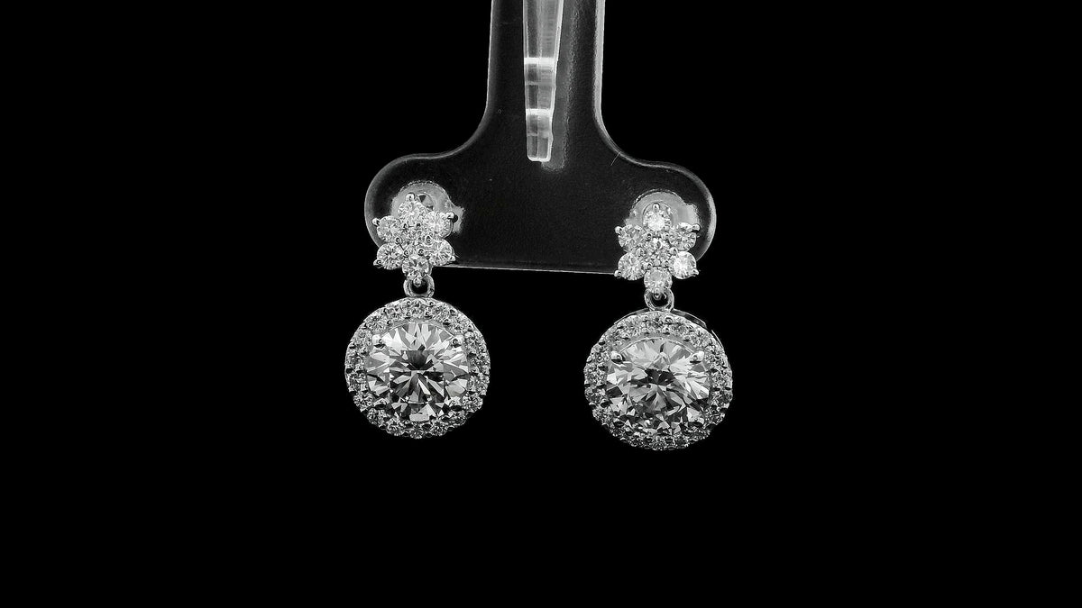 3.42 Carats Lab Grown Diamond 14K Gold Earrings