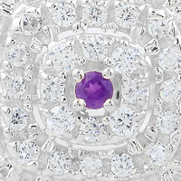 2.11 Ct Round Amethyst, Cubic Zirconia 925 Sterling Silver Ring