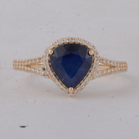 2.10 Ct Heart Blue Sapphire 9K Gold Ring