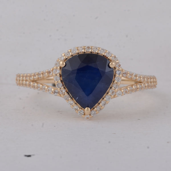 2.10 Ct Heart Blue Sapphire 9K Gold Ring
