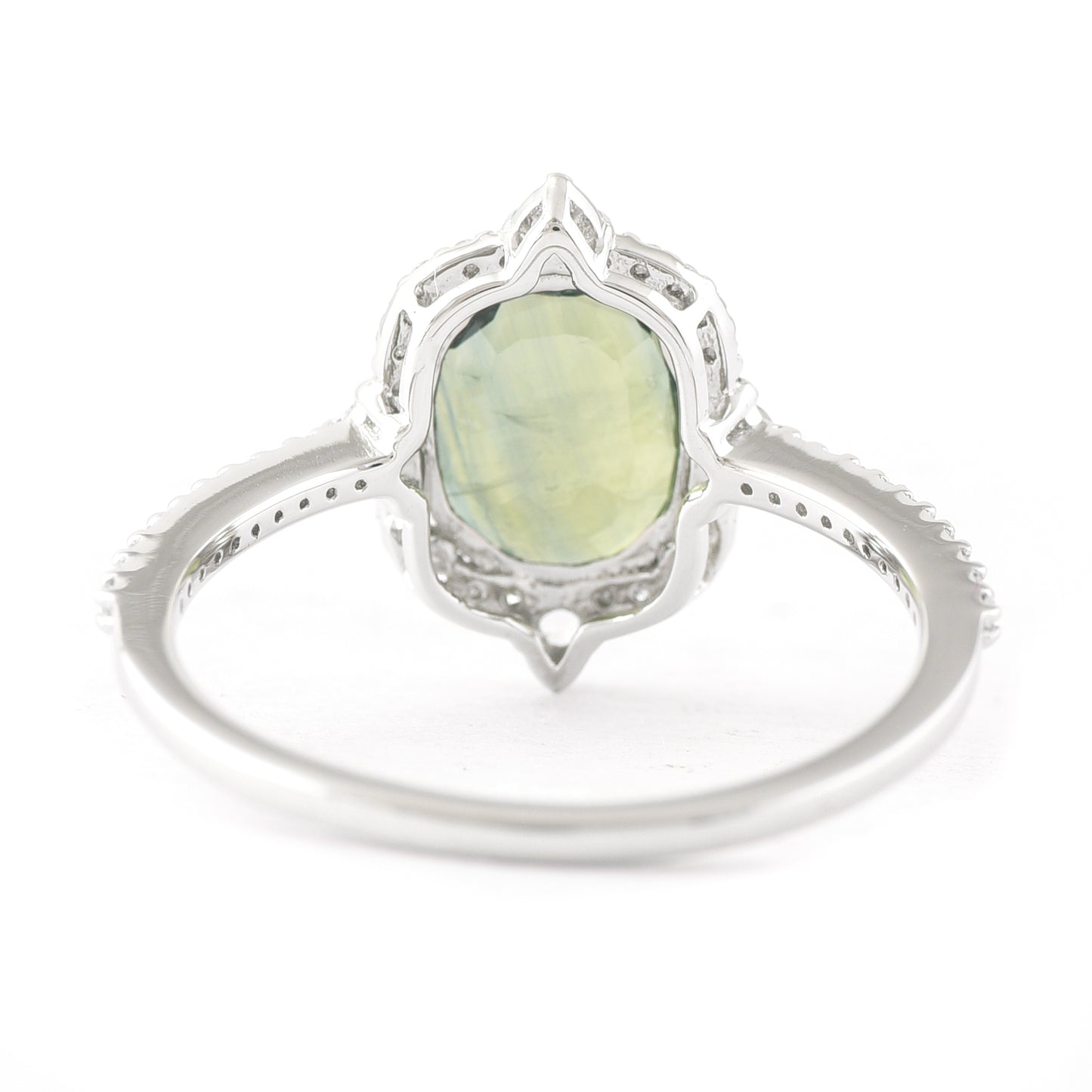 1.91 Ct Oval Mixed Cut Natural Green Sapphire 950 Platinum Ring