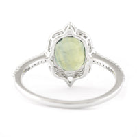 1.91 Ct Oval Mixed Cut Natural Green Sapphire 950 Platinum Ring