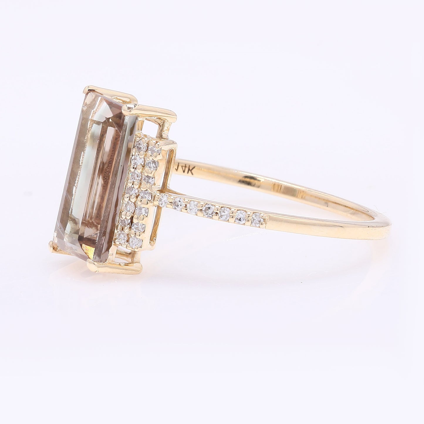 2.01 Ct Rectangle Step Cut Natural Sunstone 14K Gold Ring