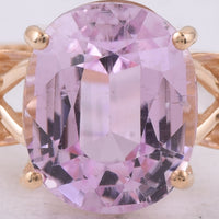 5.68 Ct Oval Natural Kunzite 14K Gold Ring