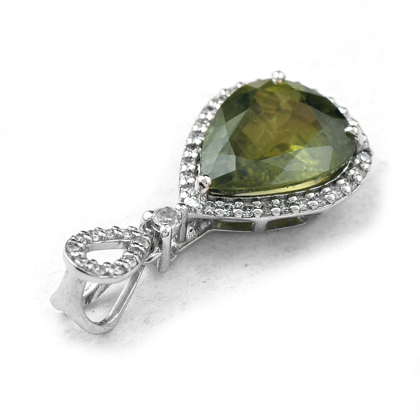 2.83 Ct Pear Mixed Cut Natural Green Sapphire 950 Platinum Pendant