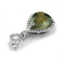 2.83 Ct Pear Mixed Cut Natural Green Sapphire 950 Platinum Pendant