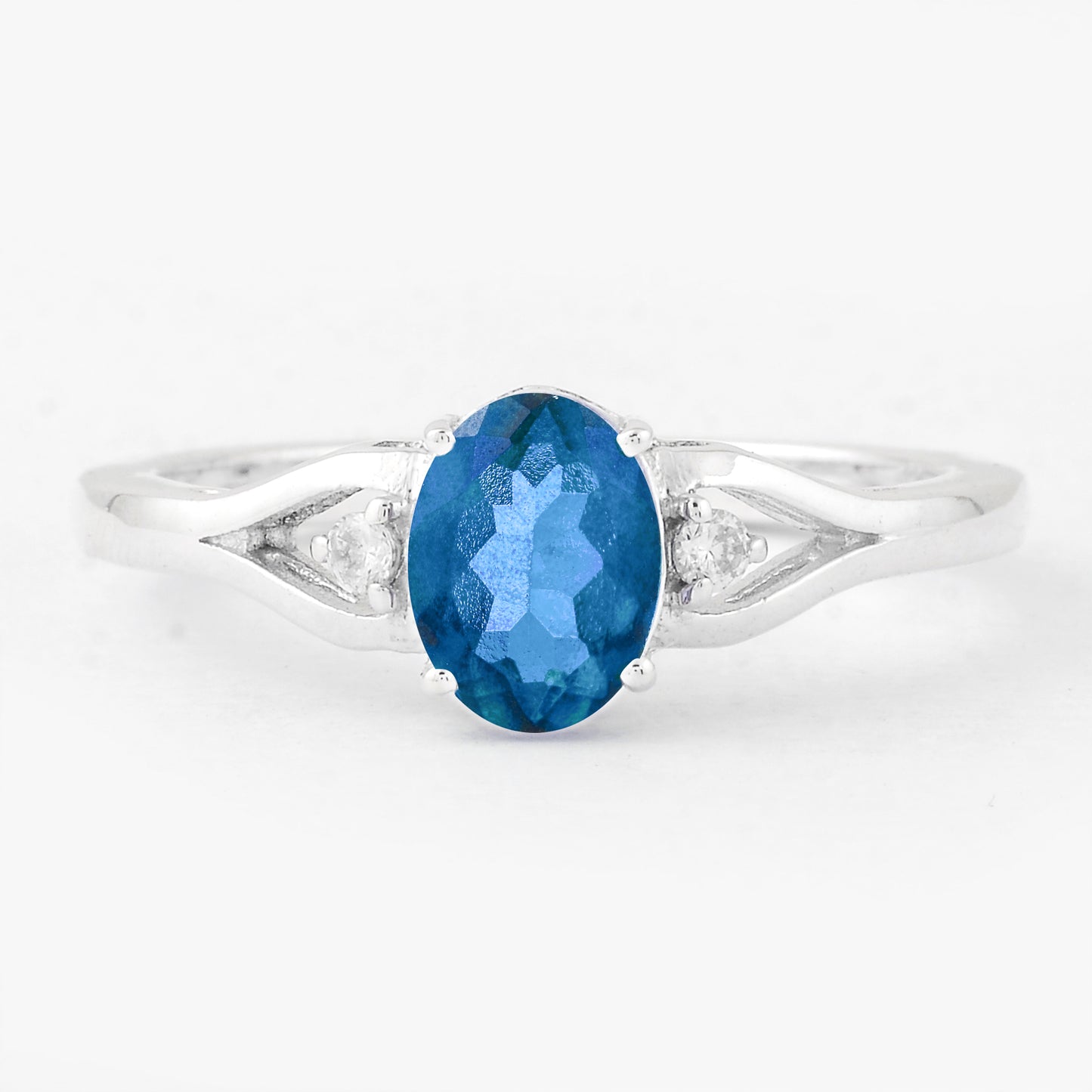 1.47 Ct Oval Pariba Topaz, Cubic Zirconia, 925 Sterling Silver Ring