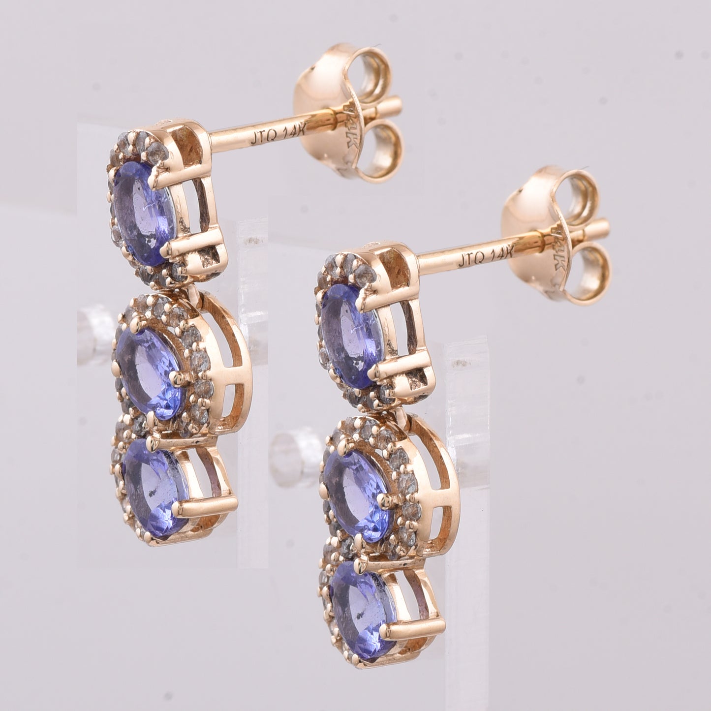 1.21 Ct Oval Natural Tanzanite 14K Gold Earrings