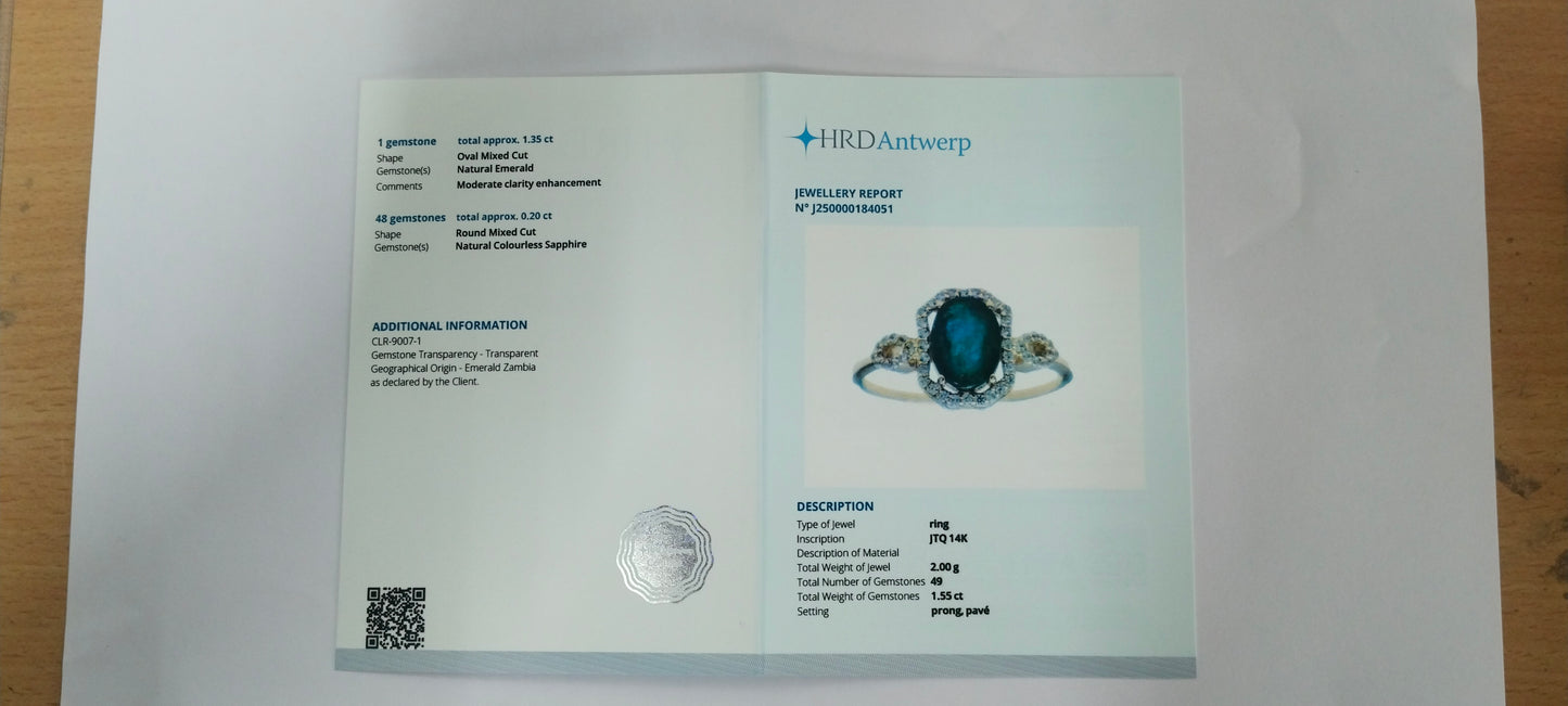 1.55 Ct Oval Mixed Cut Natural Sapphire 14K Gold Ring