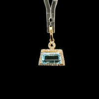 1.50 Ct Fancy Step Cut Natural Aquamarine 14K Gold Pendant