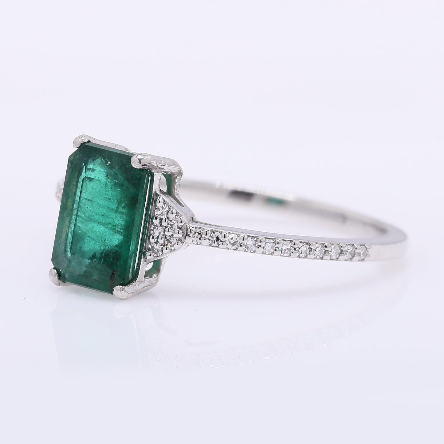 1.38 Ct Octagon Step Cut Natural Emerald 950 Platinum Ring
