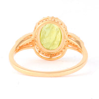 2.38 Ct Oval Mixed Cut Natural Green Sapphire 14K Gold Ring