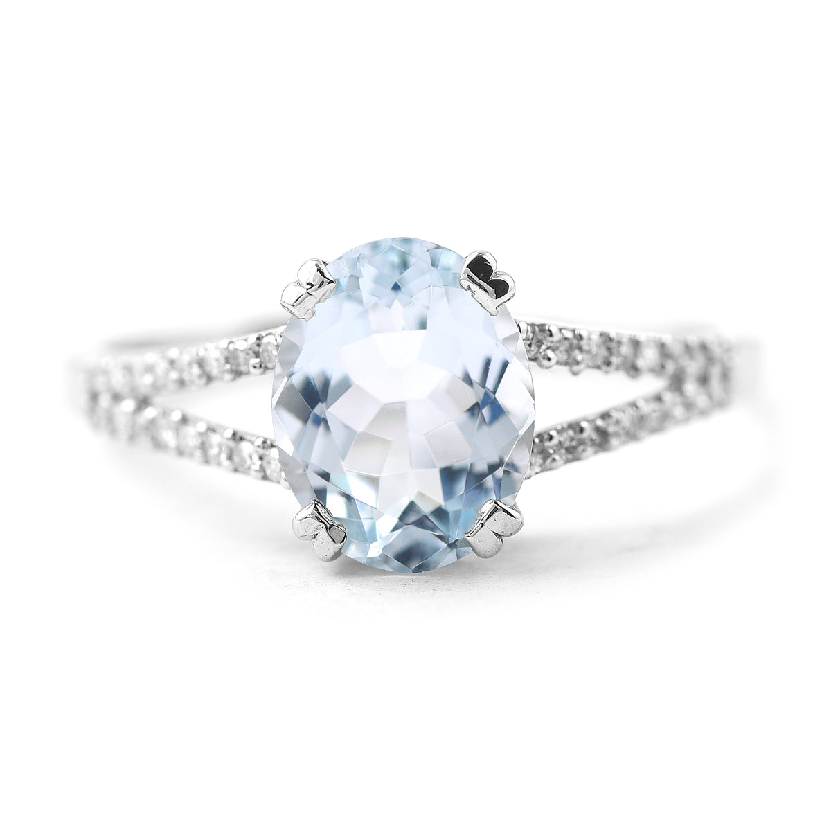 1.46 Ct Oval Mixed Cut Natural Aquamarine 950 Platinum Ring