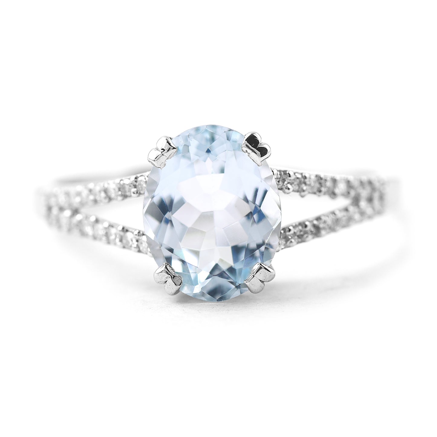 1.46 Ct Oval Mixed Cut Natural Aquamarine 950 Platinum Ring