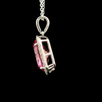 5.06 Ct Oval Pink Topaz, White Zircon 925 Sterling Silver Pendant