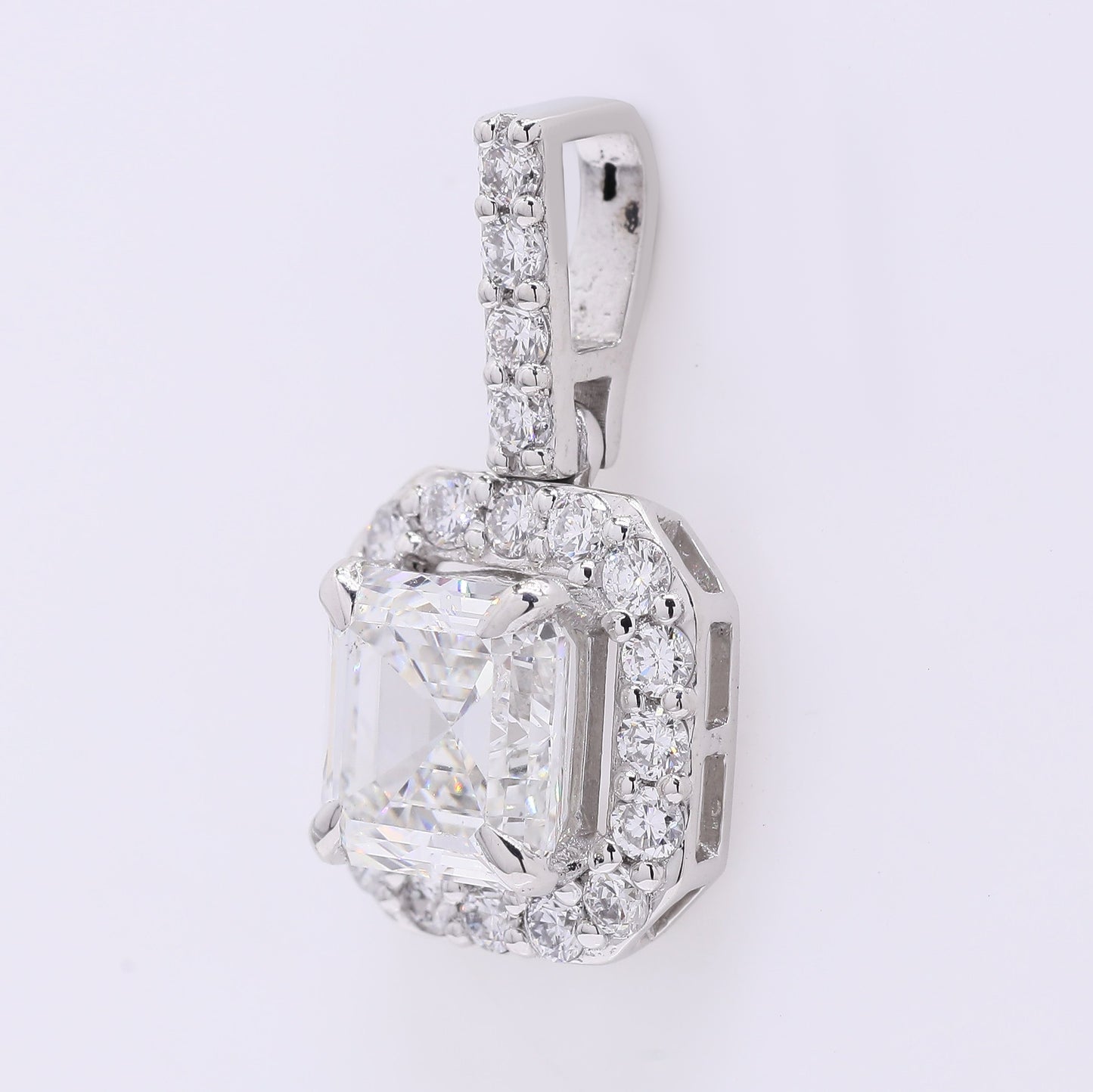 2.14 Ct Square Emerald Cut Lab Grown Diamond 950 Platinum Pendant