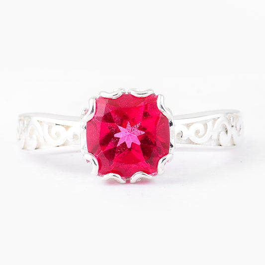 2.79 Ct Cushion Pink Topaz, 925 Sterling Silver Ring