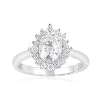 1.55 ct. t.w. Moissanite Halo Ring in Sterling Silver. Size 9