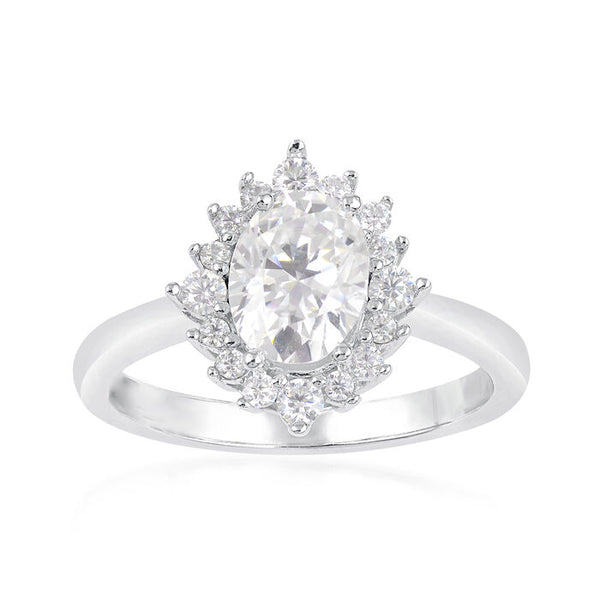 1.55 ct. t.w. Moissanite Halo Ring in Sterling Silver. Size 9