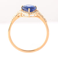 2.27 Ct Pear Mixed Cut Natural Sapphire 14K Gold Ring