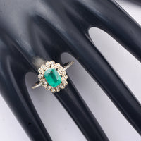 1.41 Ct Cushion Mixed Cut Natural Emerald 14K Gold Ring