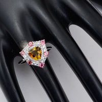 1.76 Ct Triangle Mixed Cut, Round Mixed Cut Natural Multi-Coloured Tourmaline 950 Platinum Ring