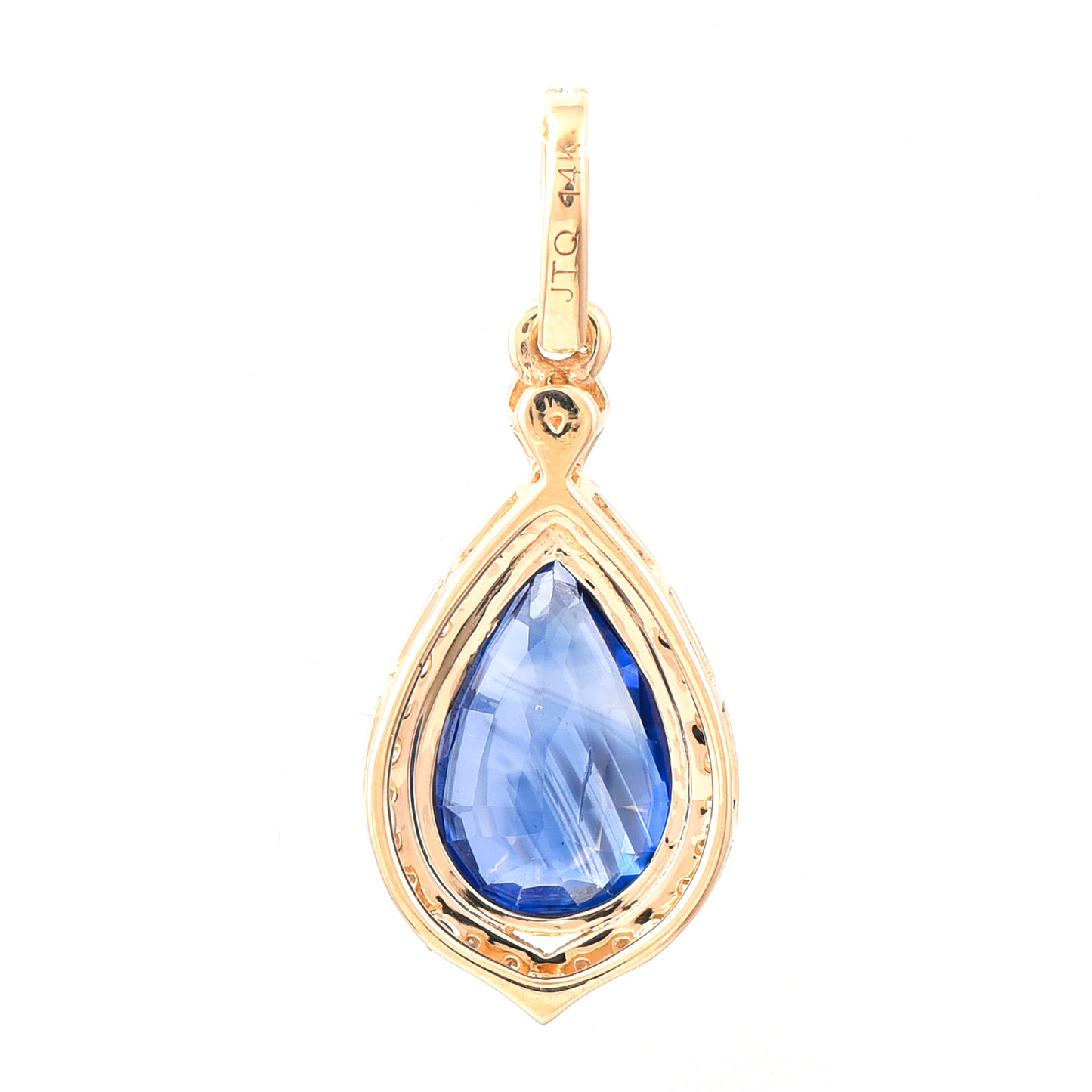 1.77 Ct Pear Mixed Cut Natural Sapphire 14K Gold Pendant