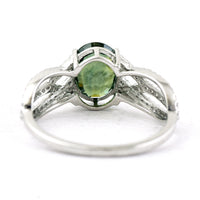 2.29 Ct Oval Mixed Cut Natural Green Sapphire 950 Platinum Ring