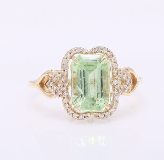 2.58 Ct Octagon Step Cut Natural Peridot 14K Gold Ring