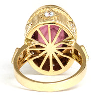 10.84 Carat Oval Cabochon Natural Tourmaline 14K Gold Ring