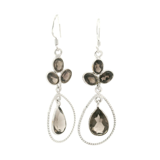 10.45 Ct Smoky Quartz 925 Sterling Silver Earrings