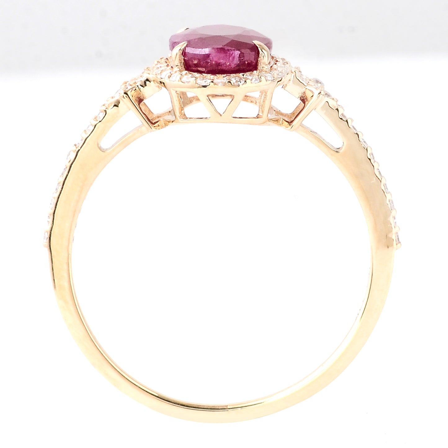 2.03 Ct Oval Mixed Cut Natural Corundum Ruby 14K Gold Ring