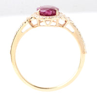 2.03 Ct Oval Mixed Cut Natural Corundum Ruby 14K Gold Ring