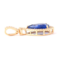 1.77 Ct Pear Mixed Cut Natural Sapphire 14K Gold Pendant