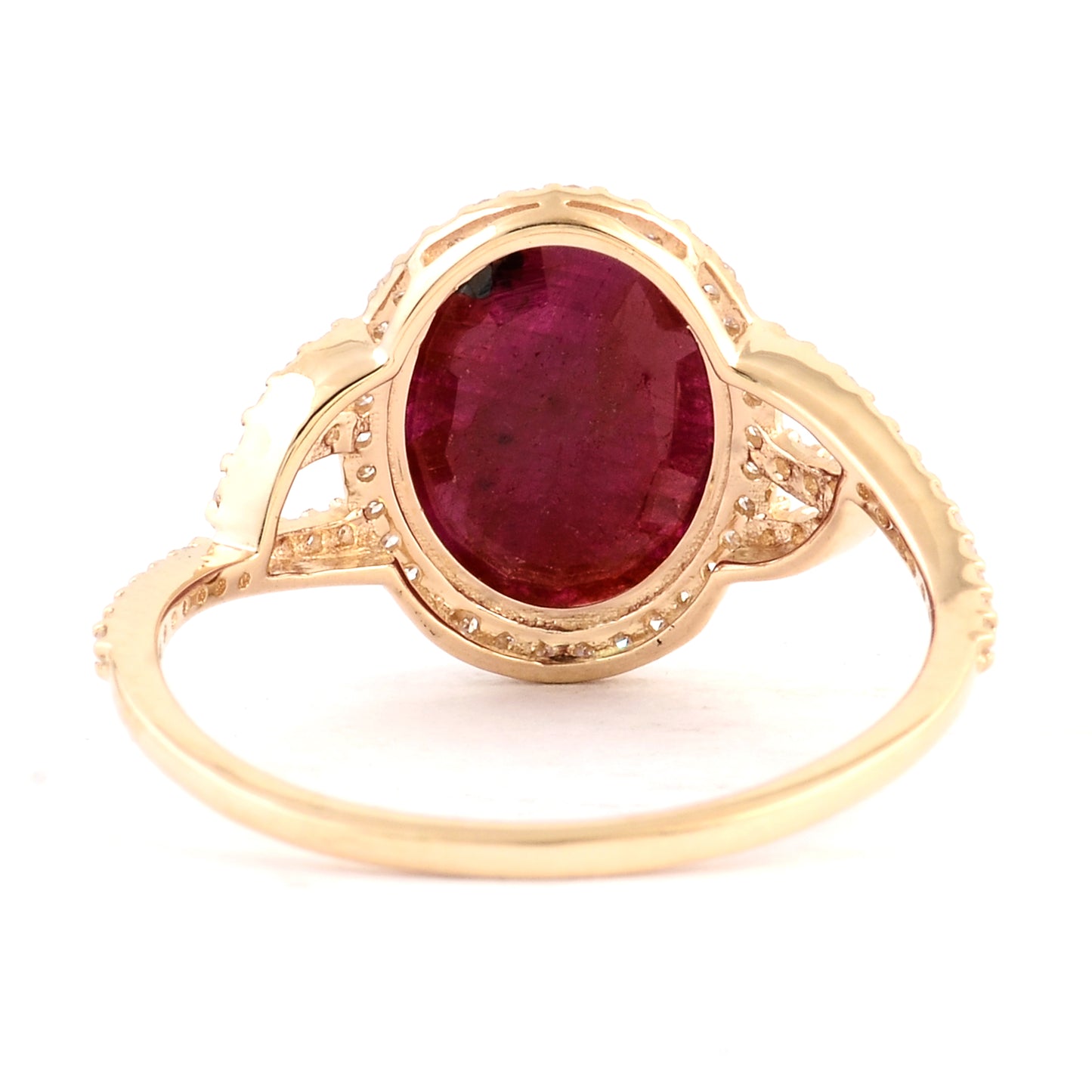 2.55 Ct Oval Mixed Cut Natural Corundum Ruby 14K Gold Ring