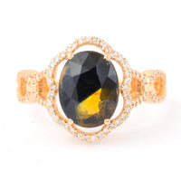 4.38 Ct Oval Mixed Cut Natural Bi Coloured Sapphire 14K Gold Ring