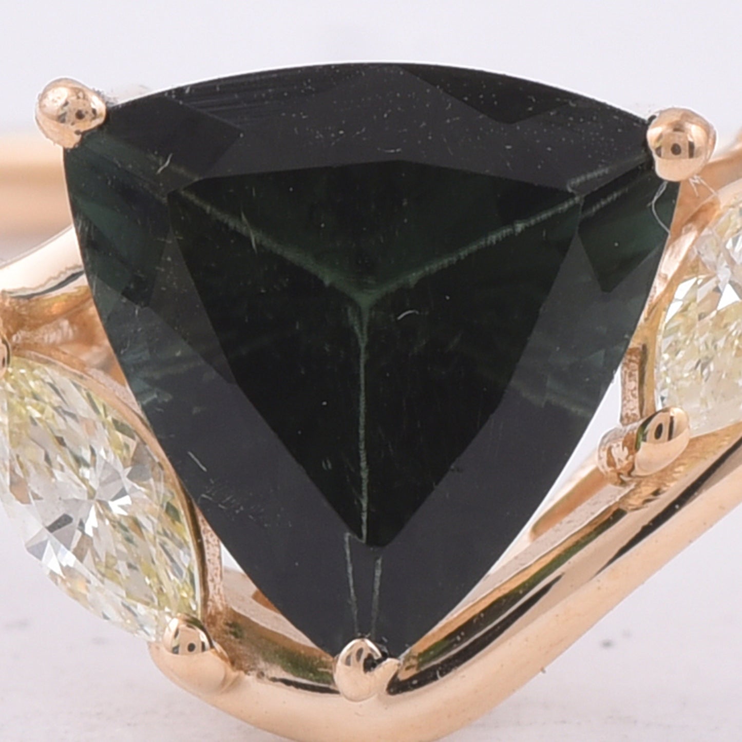1.29 Ct Triangle Natural Green Tourmaline 14K Gold Ring