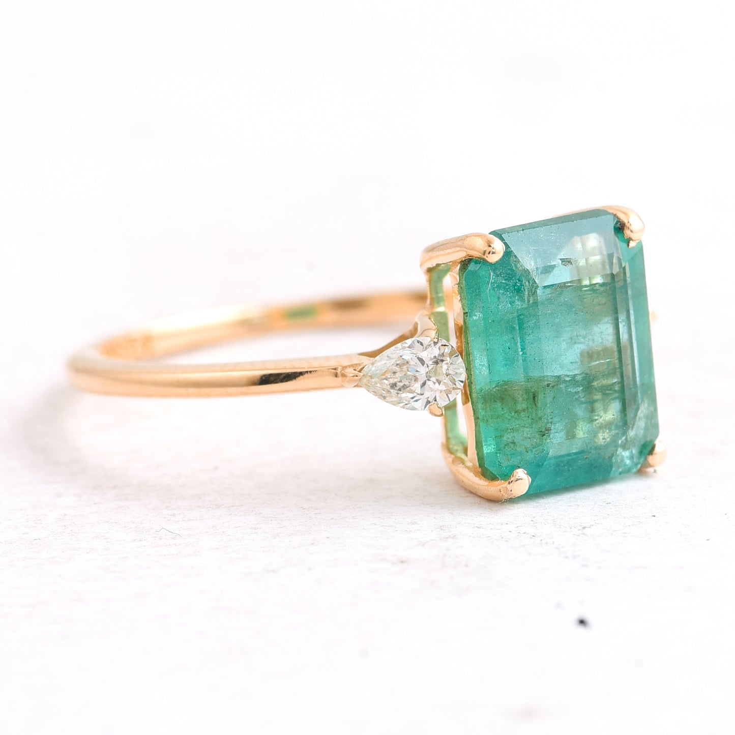 2.20 Ct Octagon Step Cut Natural Emerald 14K Gold Ring