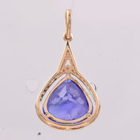 3.51 Ct Pear Mixed Cut Natural Tanzanite 14K Gold Pendant