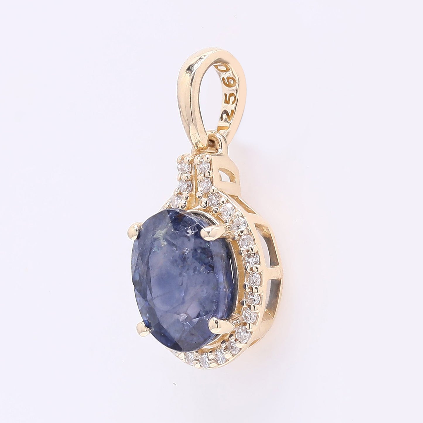 2.21 Ct Oval Mixed Cut Natural Sapphire 14K Gold Pendant