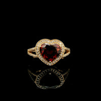 2.21 Ct Heart Mixed Cut Natural Garnet 14K Gold Ring