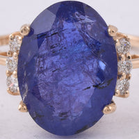 5.97 Ct Oval Natural Tanzanite 14K Gold Ring