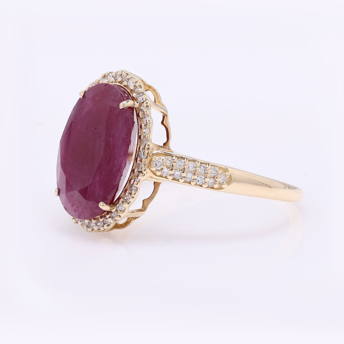 4.66 Ct Oval Mixed Cut Natural Ruby 14K Gold Ring