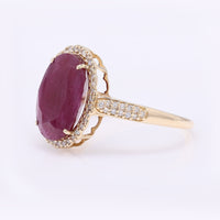 4.66 Ct Oval Mixed Cut Natural Ruby 14K Gold Ring