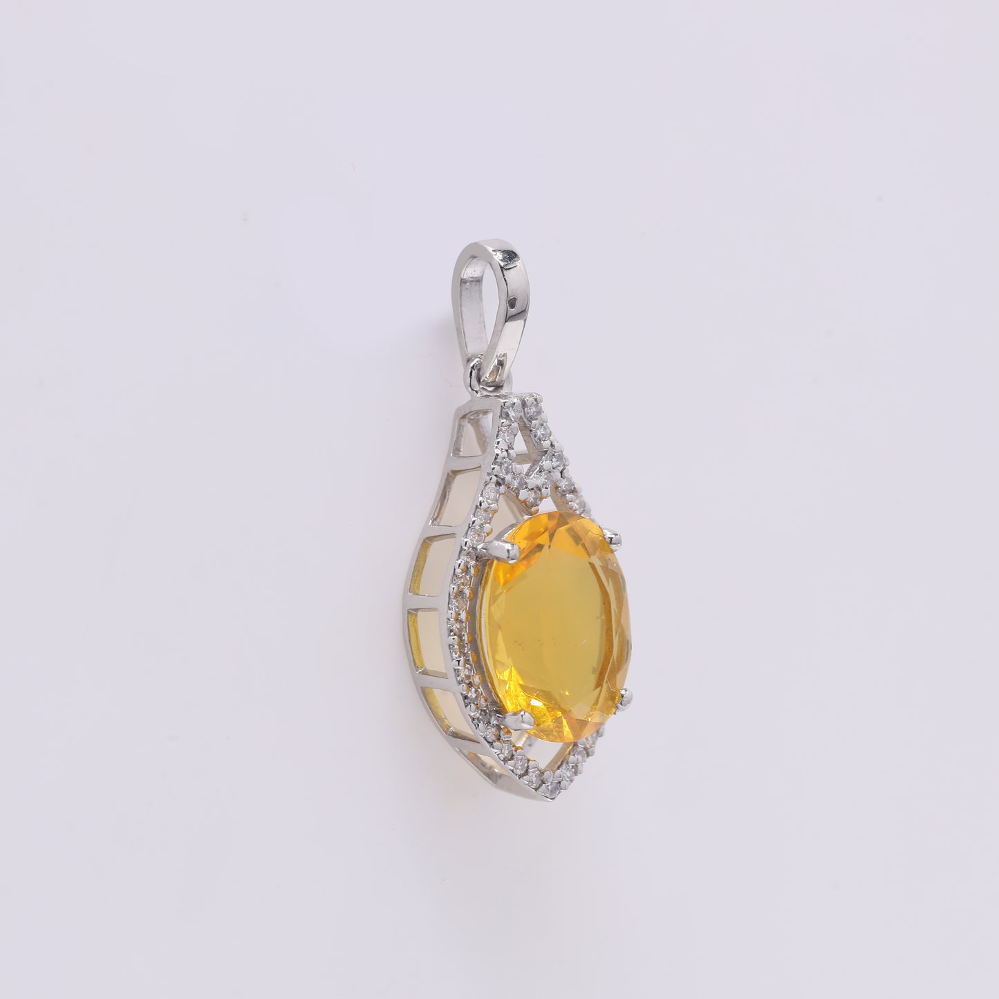 1.83 Ct Oval Mixed Cut Natural Fire Opal 950 Platinum Pendant