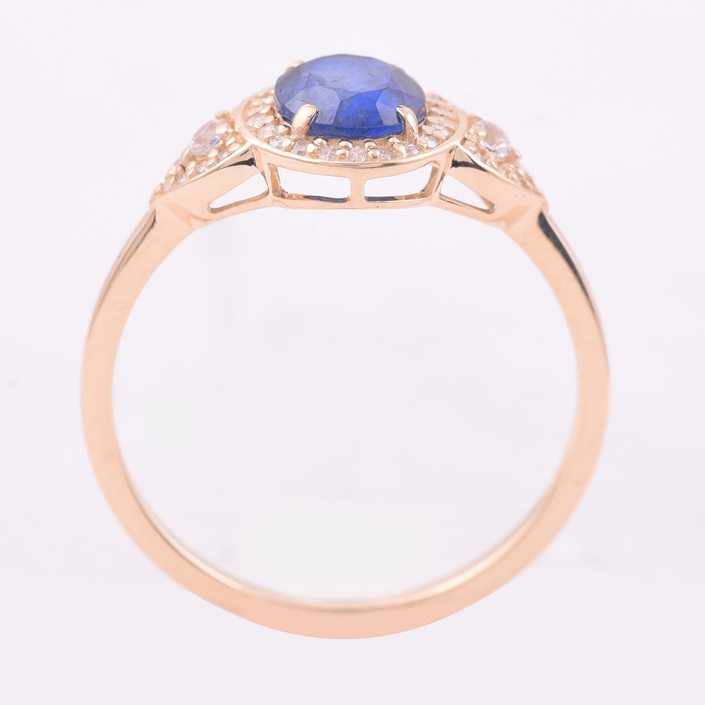 1.34 Ct Oval Mixed Cut Natural Sapphire 14K Gold Ring